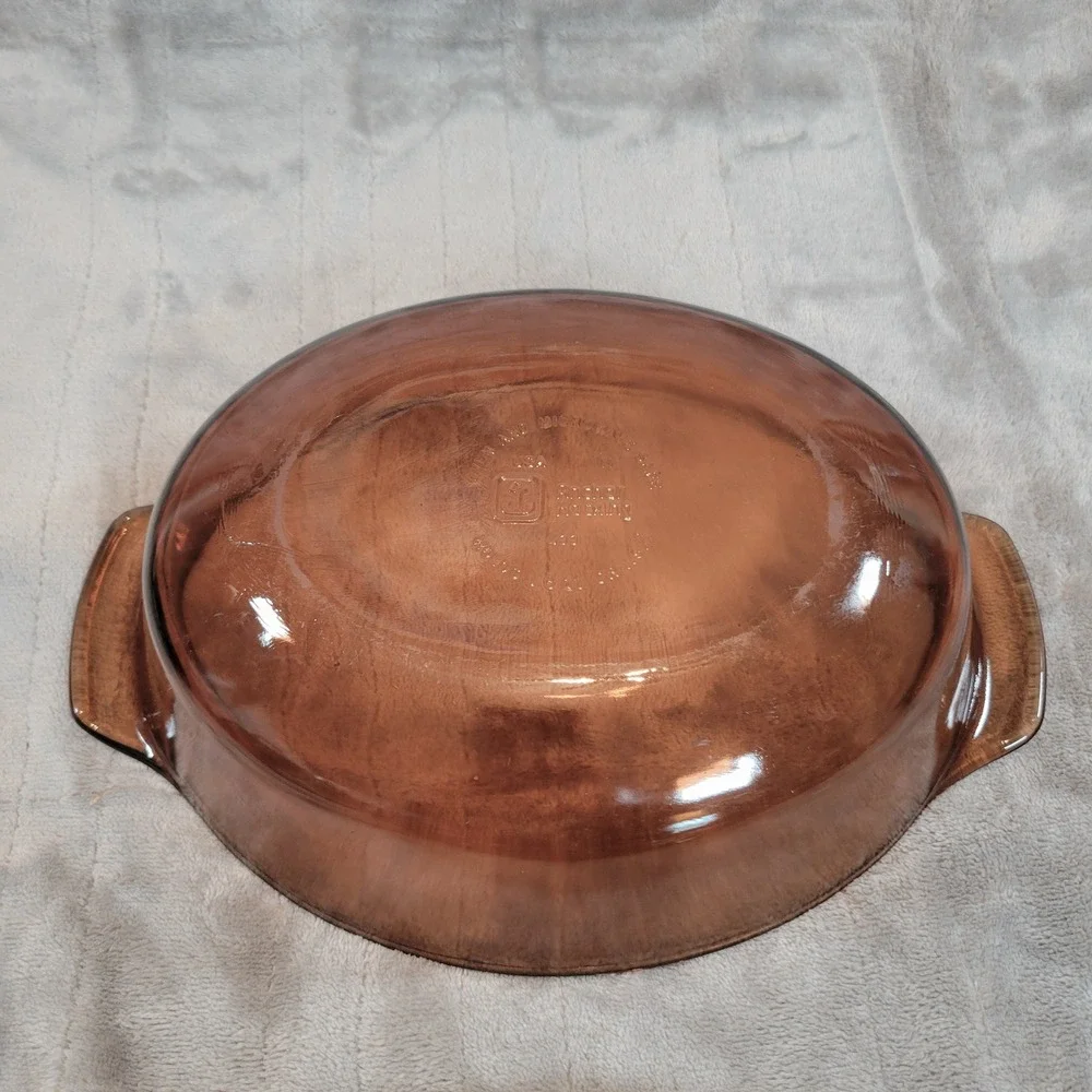 Anchor Hocking‎ Fire King Oval Casserole Dish Amber Glass w Lid 433 1.5 Vintage